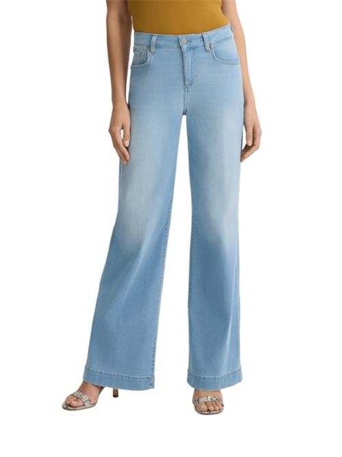 jeans donna flare vita alta cotone stretch denim chiaro LIU JO | UA5158-DM80078850